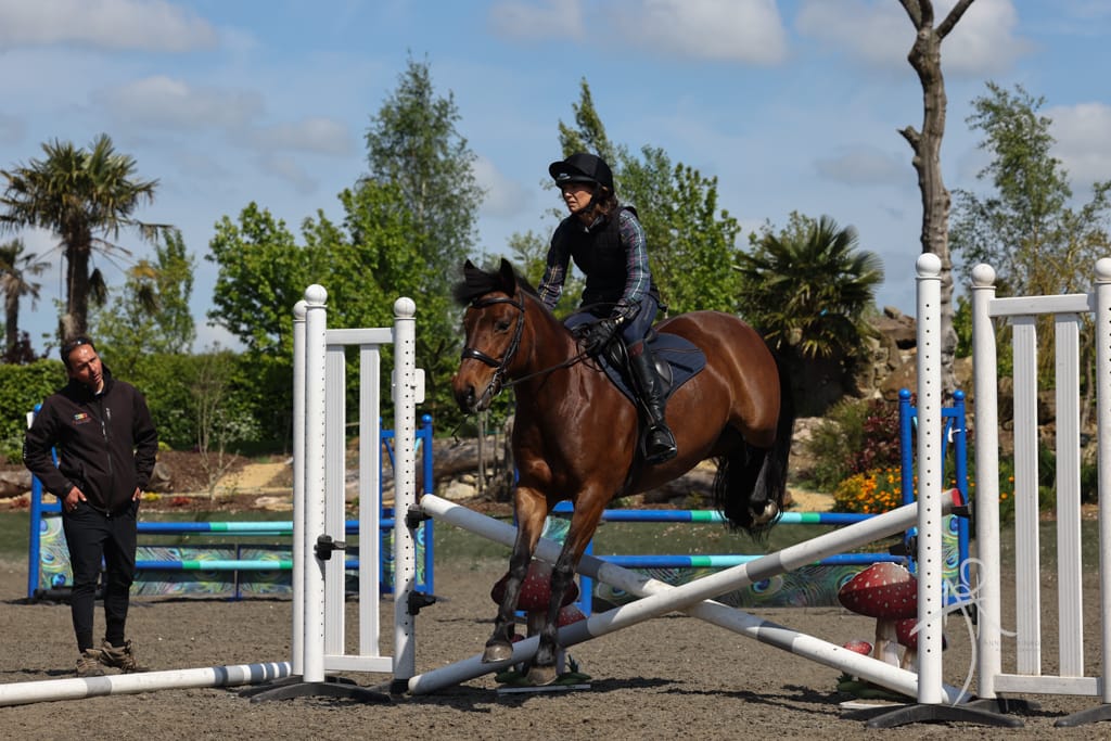 Rider show jumping with Roland Bellido coaching